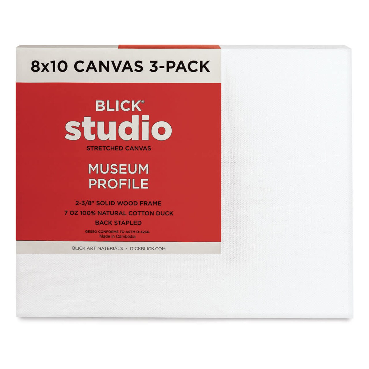 Blick Studio Stretched Cotton Canvas - Museum Profile, 8" x 10", Pkg of 3